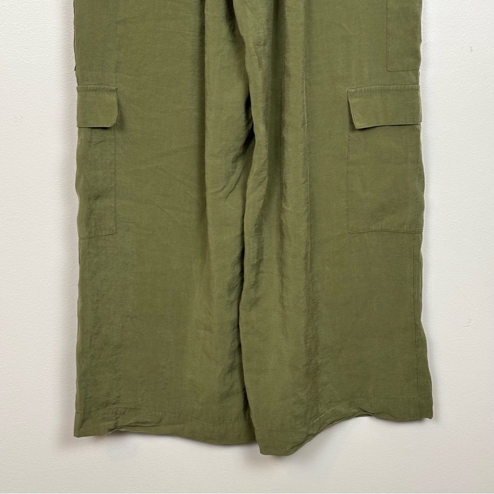 Madewell Pants Womens Medium Green Pull-On Wide-Leg Cargo in Softdrape - Picture 6 of 10